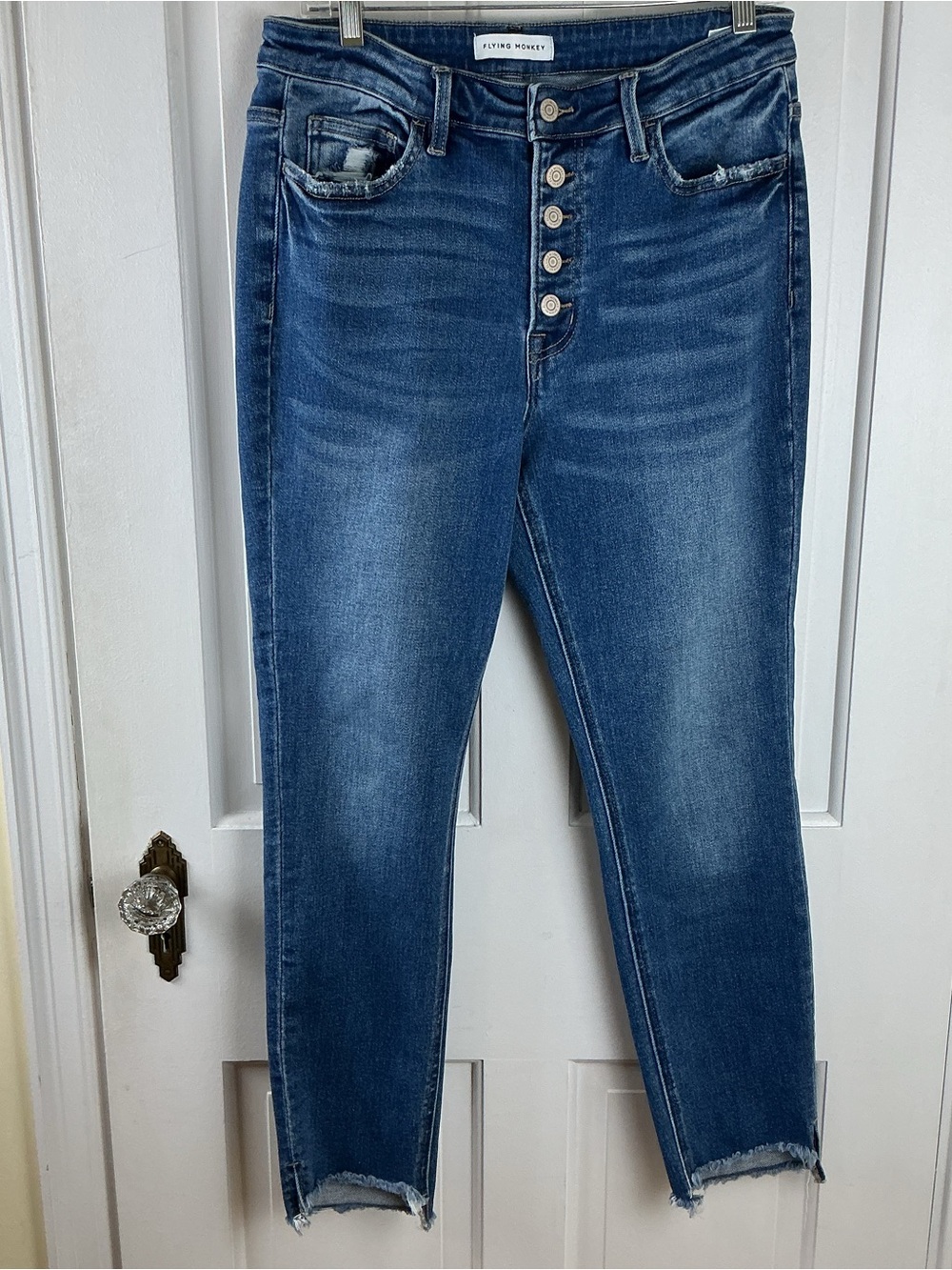 Flying Monkey Berlin Skinny Jean Frayed Hem Button Fly Size 30